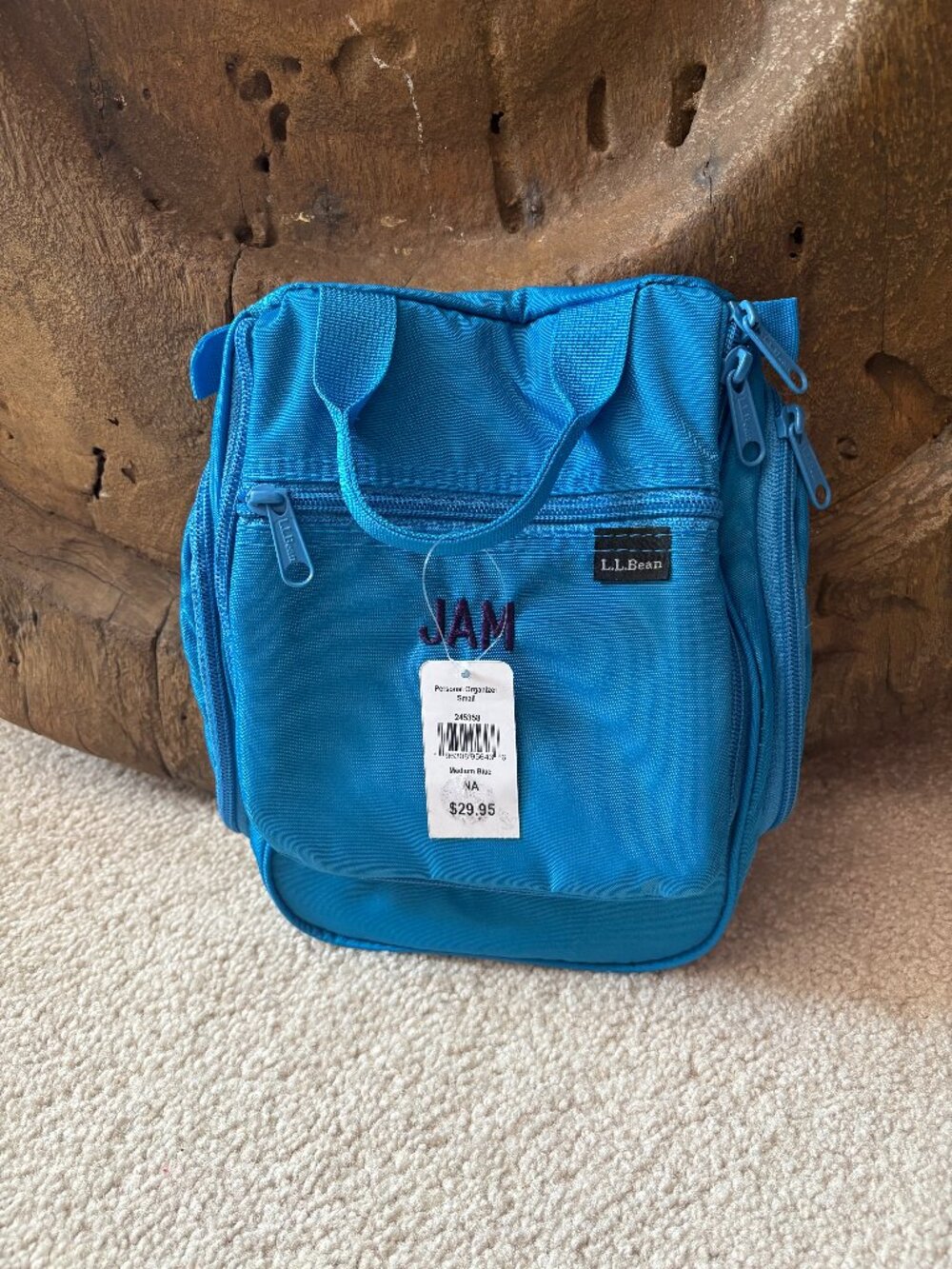 L.L. Bean small blue hanging personal organizer toiletry bag w/ tags monogrammed